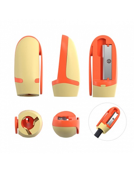 Erichkrause Joy Apontador de Plástico - 1 Orifício de 8mm - Lâmina de Aço Carbono em Forma de Espiral - Clipe de Fixação - Core