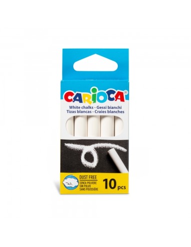 Carioca Pack de 10 Giz de Cera Padrão - sem Pó - Cores Brilhantes - Laváveis - Fáceis de Apagar - Cor Branca