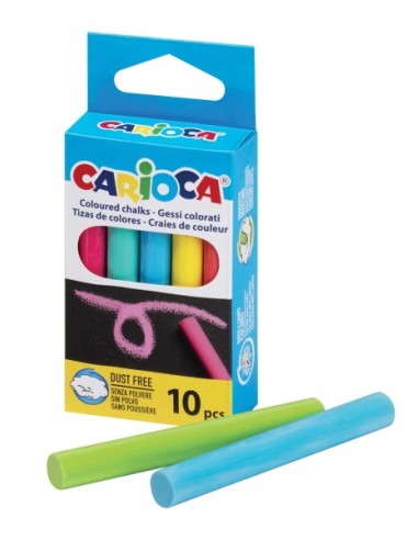 Carioca Pack de 10 Giz Padrão - sem Pó - Cores Brilhantes - Laváveis - Fáceis de Apagar - Cores Variadas
