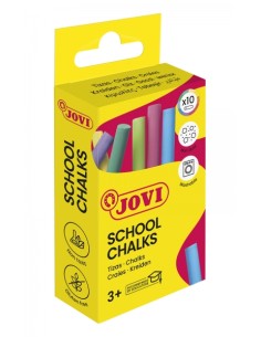 Jovi School Chalks Caixa de 10 Giz - Compacto - sem Pó - Matérias-Primas Naturais - Traços Nítidos - Fáceis de Apagar - Resiste