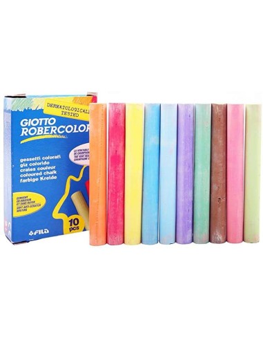 Giotto Robercolor Pack de 10 Gizes Redondos de Cores - Testados Dermatologicamente - Compactos e Duráveis - Cores Sortidas