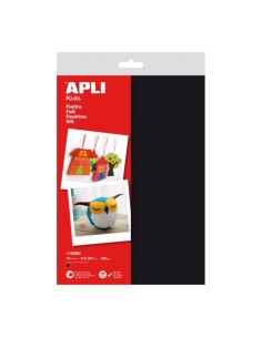 Apli Pack de 10 Folhas de Feltro A4 - 40% Lã Natural - Espessura 250g - Resistente e Suave - Fácil de Cortar e Colar - Cor Pret