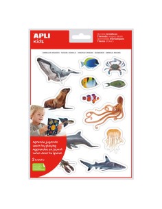 Apli Gomets Temáticos Realistas Animais Marinhos - 30 Gomets Temáticos por Bolsa - Imagens Realistas de Animais Marinhos - Ades