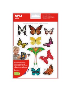 Apli Gomets Temáticos Realistas Borboletas - 24 Unidades por Bolsa - Adesivo Removível - Fotografias a Cores - Adesivo à Base d