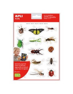 Apli Bolsa de Autocolantes Temáticos Realistas Insetos - 28 Autocolantes Temáticos por Bolsa - Imagens Realistas de Insetos - A
