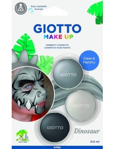 Giotto Make Up Dinosaur Pack com 3 Maquiagens Faciais de Temática Dinossauro - Sai com Água - Dermatologicamente Testado - Core