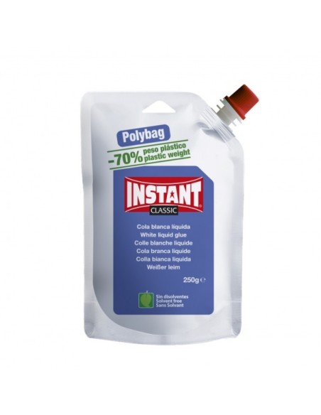 Cola Branca Instant Classic 250g em Formato Polybag - Apropriada para Uso Infantil e/ou Doméstico - Sem Solventes - Cor Branca