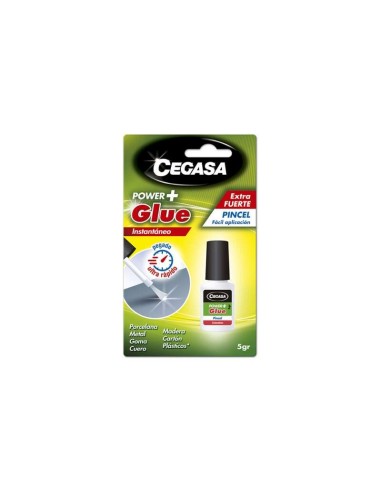 Cola Instantânea com Pincel Cegasa Power Glue 5g - Cola Forte - Cor Transparente