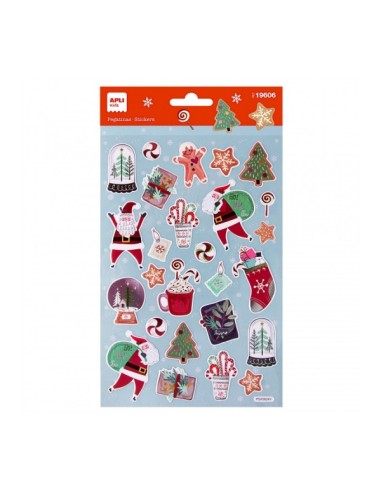 Apli Bolsa com 27 Autocolantes de Natal Ho Ho Ho - Adesivo Permanente - Motivos Natalinos - Ideal para Decorar Presentes e Cart