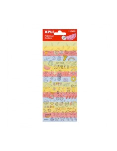 Apli Bolsa de Adesivos de Verão - Adesivo Permanente - Ideal para Scrapbooking - Desenvolve Psicomotricidade e Criatividade - 6
