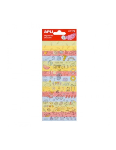 Apli Bolsa de Adesivos de Verão - Adesivo Permanente - Ideal para Scrapbooking - Desenvolve Psicomotricidade e Criatividade - 6
