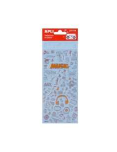 Apli Bolsa com 75 Autocolantes Musicais - Acabamento Gota de Água - Adesivo Permanente - Ideal para Scrapbooking e Decoração -