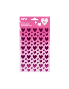 Apli Bolsa de Autocolantes Coração - Adesivo Permanente - Ideal para Scrapbooking - Decoração de Álbuns e Cartões - Estimula a 