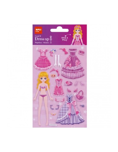 Apli Bolsa de Autocolantes Dress Up 3D Modelo Candy - Autocolantes Removíveis - Inclui Cenário - Fomenta Criatividade e Psicomo