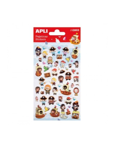 Apli Bolsa de Autocolantes de Piratas - Acabamento Epóxi - Adesivo Permanente - Ideal para Scrapbooking e Decoração - Estimula 