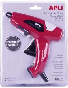 Apli Pistola de Cola Termofusível 40W para Bastões de Ø11mm - Inclui 2 Bastões de Cola de Ø11mm x 10cm - Cor Vermelha