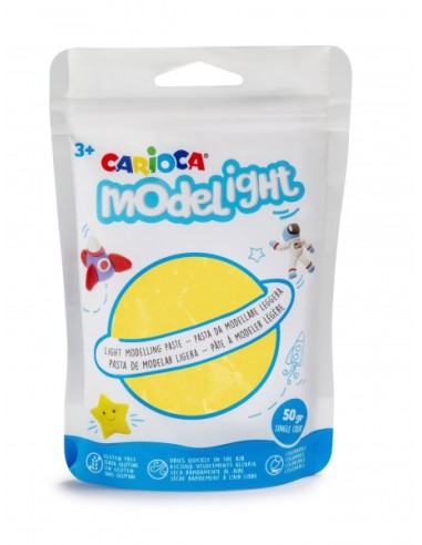 Carioca Modelight Pack de Massa de Moldar Super Leve - Elástica e Maleável - Seca ao Ar - Não Suja as Mãos - Cores Brilhantes e