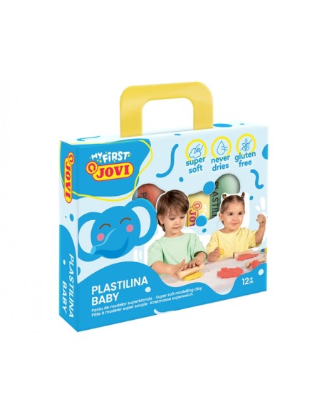 Jovi My First Plasticina Estojo de 4 Pastilhas de Plasticina 38g - Super Macia - Estimula Criatividade e Sensibilidade Tátil - 