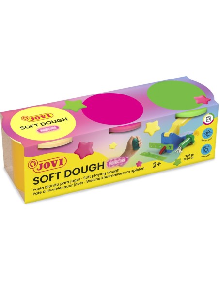 Jovi Soft Dough Blandiver Pack de 3 Potes 110g - Macia e Flexível - Fácil de Amassar e Moldar - Ideal para Iniciação à Modelage