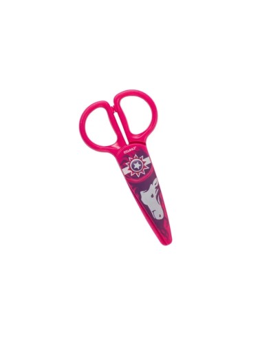 Dahle 54675 Tesoura Infantil 12cm para os Pequenos - Lâminas de Plástico - Pontas Arredondadas - Modelo Cavalo - Cor Rosa