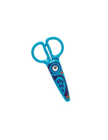 Dahle 54676 Tesoura Infantil 12cm para os Pequenos - Lâminas de Plástico - Pontas Arredondadas - Modelo Coruja - Cor Azul