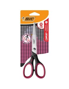 Bic Comfort Tesoura Escolar de Aço Inoxidável 16cm - Cabo Suave - Uso Destros - Cores Sortidas Aleatórias