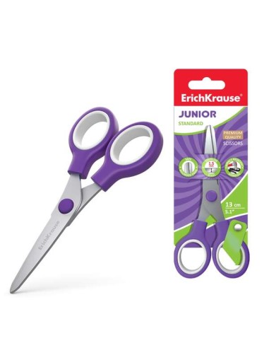 Erichkrause Standard Junior Tesoura de Aço Inoxidável 13cm - Pontas Arredondadas - Resistente à Corrosão - Cabos de Plástico Re