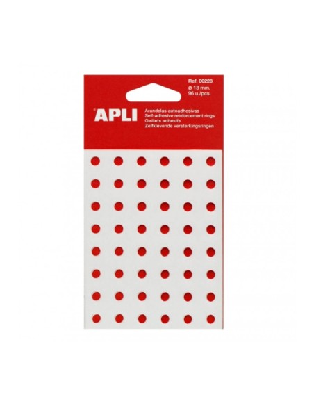 Apli Pack com 96 Anilhas de Reforço Ø13mm - Alta Resistência a Puxões e Fricções - Ideal para Escola, Escritório e Casa - Cor T