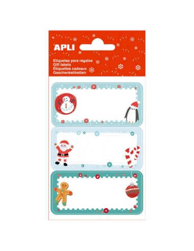 Apli Pack de 27 Etiquetas Adesivas de Natal para Presentes - Designs Sortidos - Espaço para Escrever