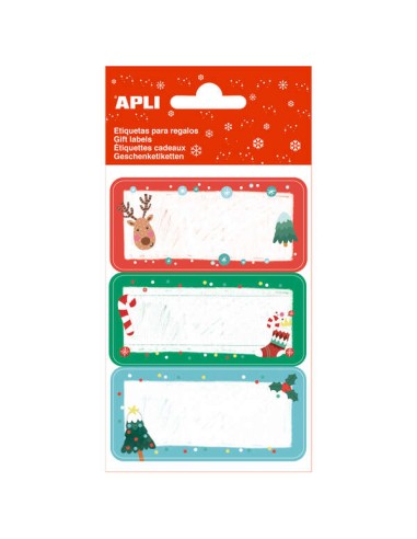 Apli Etiquetas Adesivas de Natal Azevinho - 9 Etiquetas Retangulares com Cantos Arredondados - 3 Designs Diferentes - Adesivo P