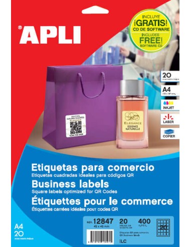 Apli Etiquetas Brancas Permanentes 45,0 x 45,0mm 20 Folhas