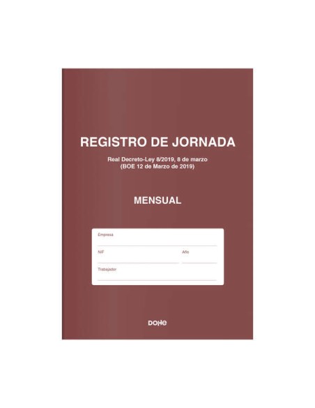Dohe Livro de Registro de Jornada - 12 Folhas Mensais - Ideal para 1 Empregado 1 Ano - Papel de 120 g