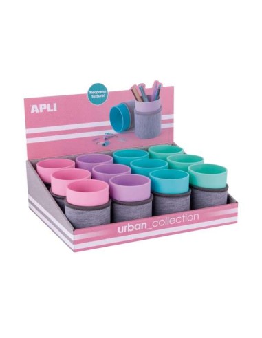 Coleção Urbana Apli Expositor de 12 Copos com Capa de Neoprene - Medidas 105x80mm - Cores Sortidas