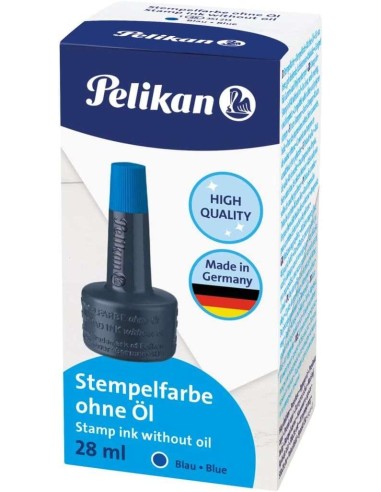 Pelikan Frasco de Tinta para Carimbos 28ml - Sem Óleo - Secagem Rápida - Resistente à Água - Cor Azul Intenso