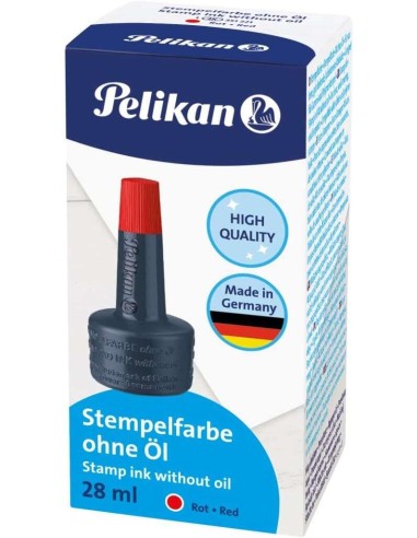 Pelikan Frasco de Tinta para Carimbos 28ml - Sem Óleo - Secagem Rápida - Resistente à Água - Cor Vermelho Intenso