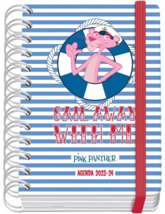 Agenda Escolar Espiral Wire'o A6 Pink Panther Sailing Dohe - Dia Página - Papel 80g/m² - Capa de Cartão Plastificado - Fecho co