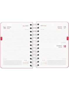 Dohe YALE Pink Lady Agenda Escolar Espiral Wire'o A6 - Dia Página - Papel 80g/m2 - Capa de Cartão Plastificado - Fecho com Elás 2