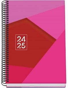 Agenda Escolar Espiral A5 Dohe Tamgram - Semana à Vista - Papel 70g/m2 - Capa de Cartão Plastificado - Cor Rosa