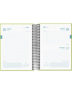 Dohe Tamgram Agenda Escolar Espiral A6 - Dia Página - Papel 70g/m2 - Capa de Cartão Plastificado - Cor Verde 2