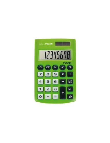Calculadora de Bolso Milan Pocket com Ecrã de 8 Dígitos - 3 Teclas de Memória e Raiz Quadrada - Teclas com Toque Suave - Cor Ve
