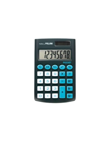 Calculadora de Bolso Milan Pocket com Ecrã de 8 Dígitos - 3 Teclas de Memória e Raiz Quadrada - Teclas com Toque Suave - Cor Pr