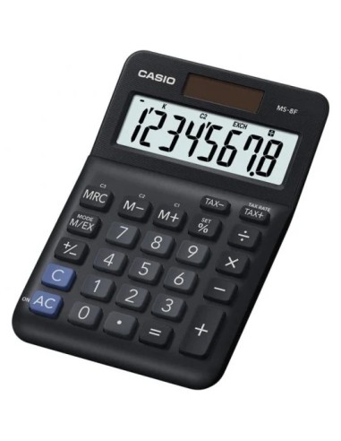 Casio MS-8F Calculadora de Mesa com Ecrã Extra Grande de 8 Dígitos - Sinais de Comando de Função - Alimentação Solar e a Pilhas
