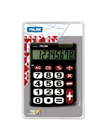 Calculadora de Mesa Milan 8 Dígitos - Teclas Grandes - Tecla de Correção de Entrada de Dados - Cor Preta