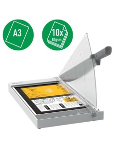 Leitz Precision Home Office A3 Guilhotina de Papel Formato A3 - Corta até 10 Folhas - Iluminação da Lâmina de Corte - Lâmina de 2