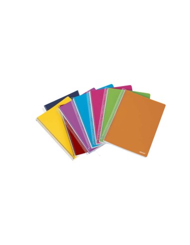 Ancor Classic Stripes Caderno Espiral Tamanho Folio Quadriculado 4x4mm - 80 Folhas 90g - Capa de Plástico - Cores Sortidas