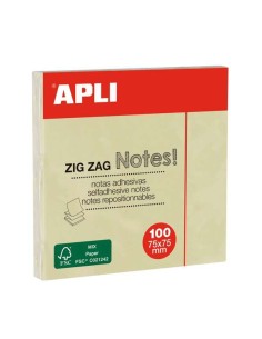 Apli Classic Bloco de 100 Notas Adesivas Zigzag 75 x 75 mm - Cor Amarela