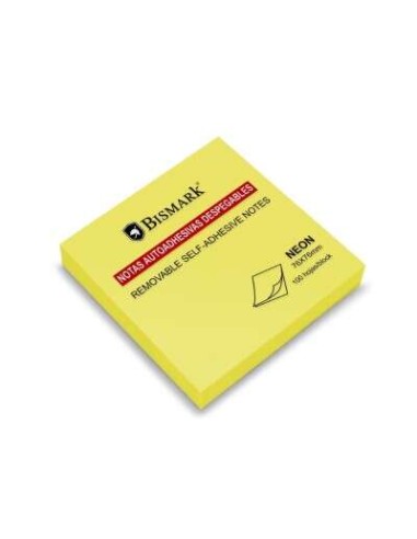 Bismark Bloco de 100 Notas Adesivas 76x76mm - Cor Amarelo Néon