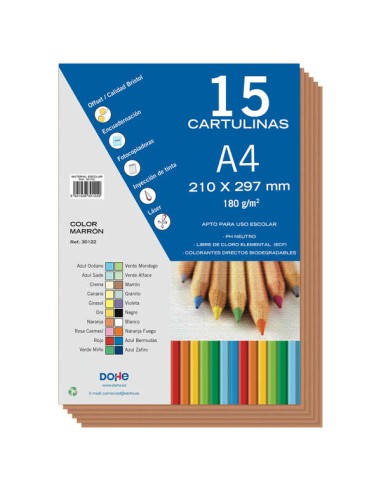 Dohe Pacote de 15 Folhas de Cartolinas A4 - Gramatura de 180g - Cores Variadas - Ideal para Trabalhos Manuais e Projetos Escola
