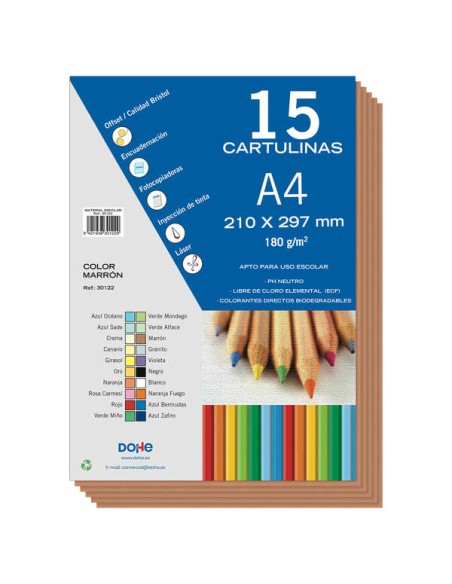 Dohe Pacote de 15 Folhas de Cartolinas A4 - Gramatura de 180g - Cores Variadas - Ideal para Trabalhos Manuais e Projetos Escola