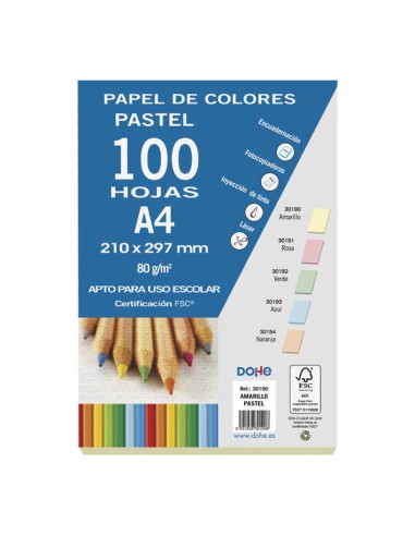 Dohe Papel Multifunções Cor Pastel - 80g - Adequado para Fotocopiadoras, Impressoras a Laser e Jato de Tinta - Ideal para Uso E